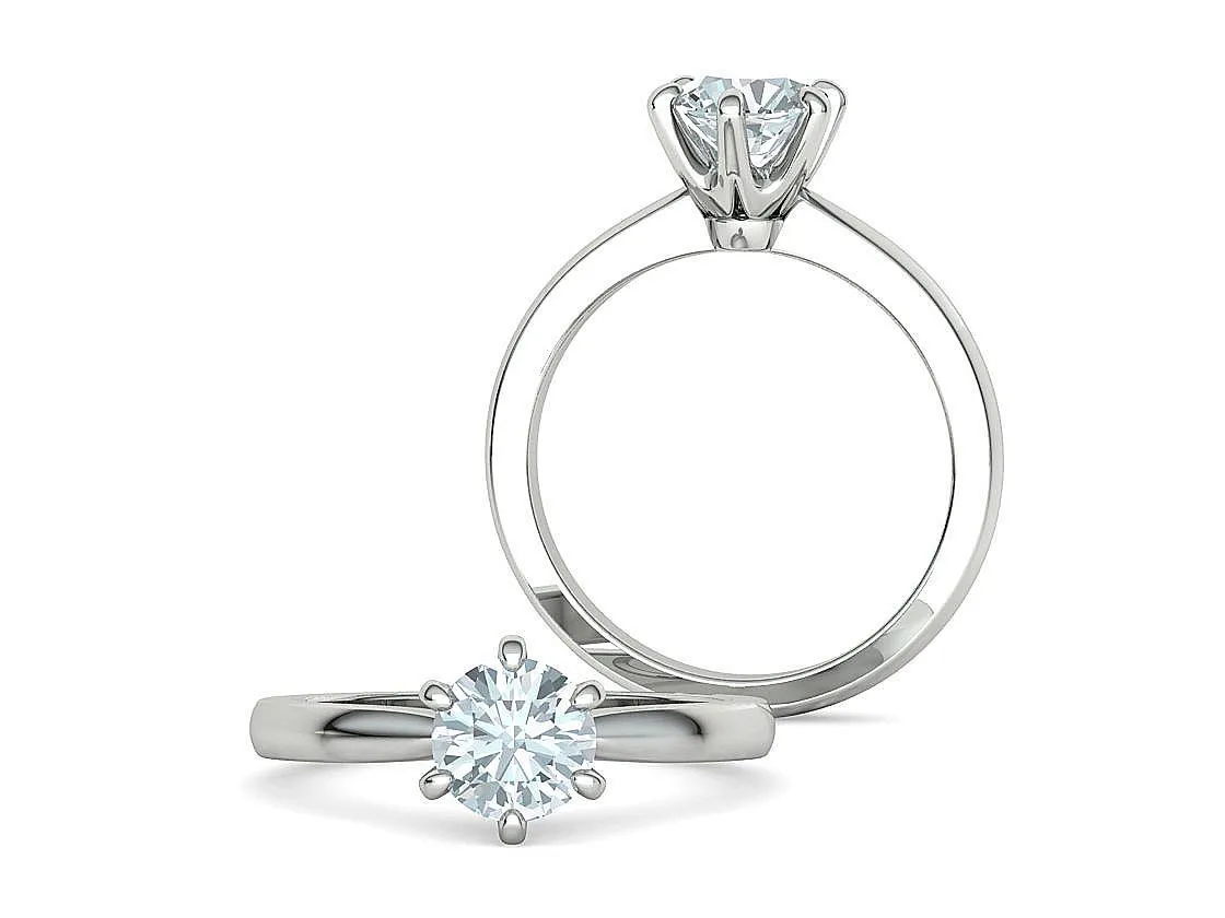 SWR-013-Classic 6-prong Solitaire Engagement Ring-8 Classic 6-prong Solitaire Engagement Ring in Sterling Silver 925
