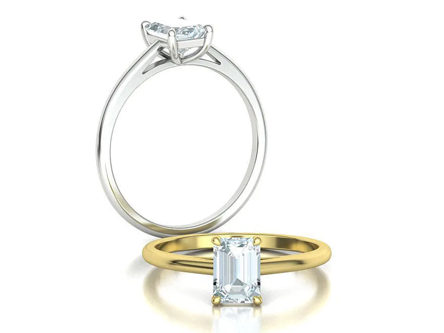 SWR-014-Emerald Cut Solitaire Ring 7x5-12 High-polished Emerald Cut Solitaire Ring with a 7x5mm emerald cut solitaire diamond, symbolizing luxury and elegance, perfect for any occasion.