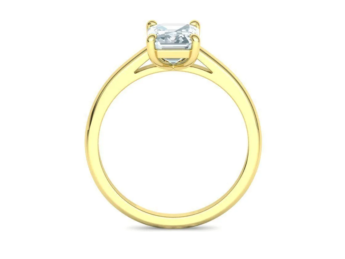High-polished Emerald Cut Solitaire Ring with an 8x6mm emerald cut solitaire diamond, symbolizing luxury and elegance, perfect for any occasion.