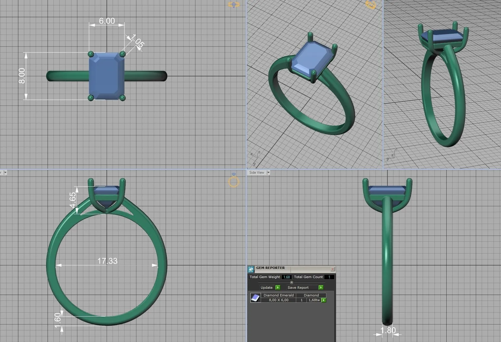 High-polished Emerald Cut Solitaire Ring with an 8x6mm emerald cut solitaire diamond, symbolizing luxury and elegance, perfect for any occasion.