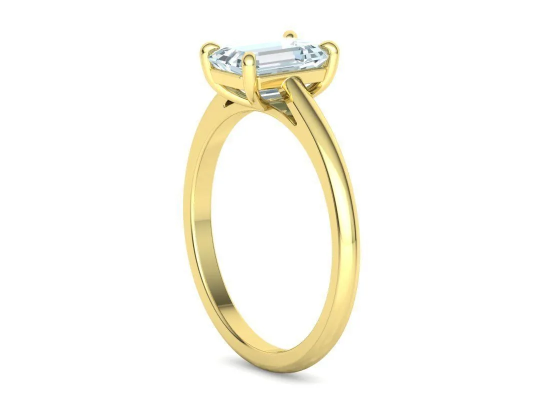 High-polished Emerald Cut Solitaire Ring with an 8x6mm emerald cut solitaire diamond, symbolizing luxury and elegance, perfect for any occasion.