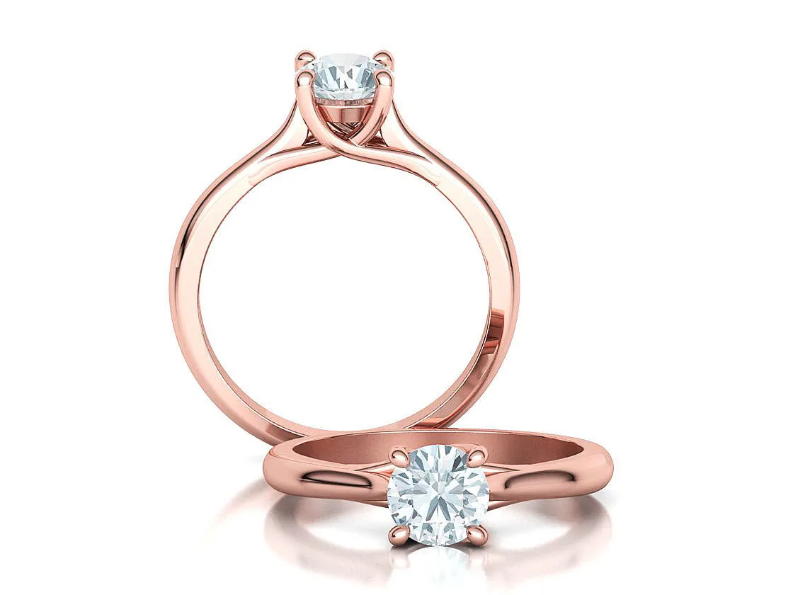 High-polished Round Solitaire Ring with a brilliant round diamond, symbolizing luxury and elegance, perfect for any occasion.