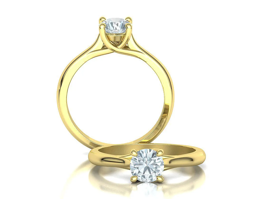 High-polished Round Solitaire Ring with a brilliant round diamond, symbolizing luxury and elegance, perfect for any occasion.