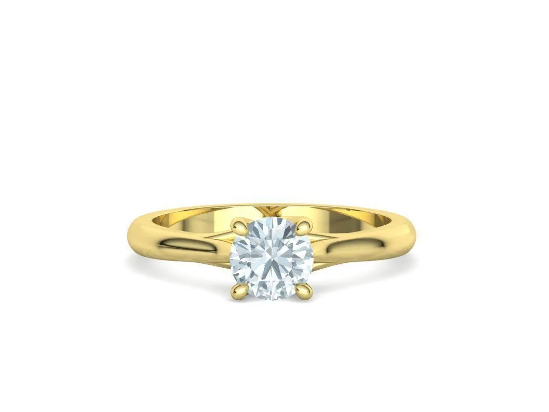 High-polished Round Solitaire Ring with a brilliant round diamond, symbolizing luxury and elegance, perfect for any occasion.