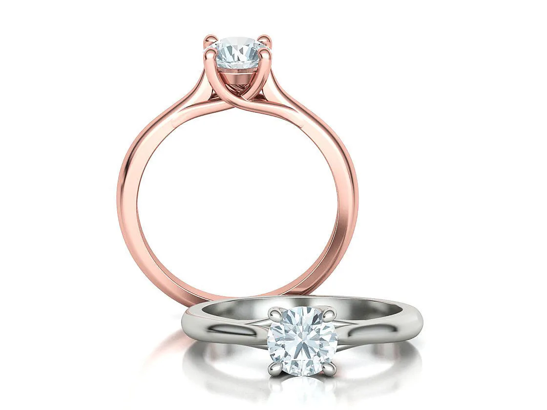 High-polished Round Solitaire Ring with a brilliant round diamond, symbolizing luxury and elegance, perfect for any occasion.