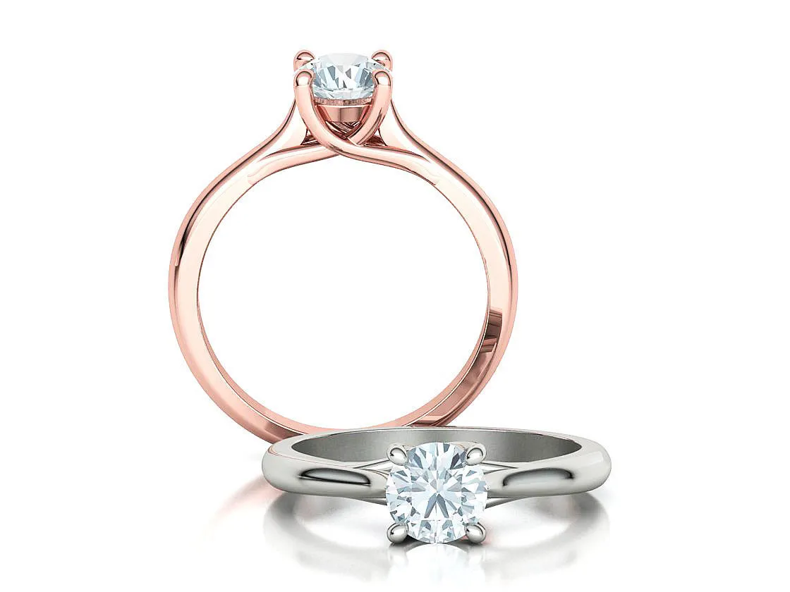 High-polished Round Solitaire Ring with a brilliant round diamond, symbolizing luxury and elegance, perfect for any occasion.