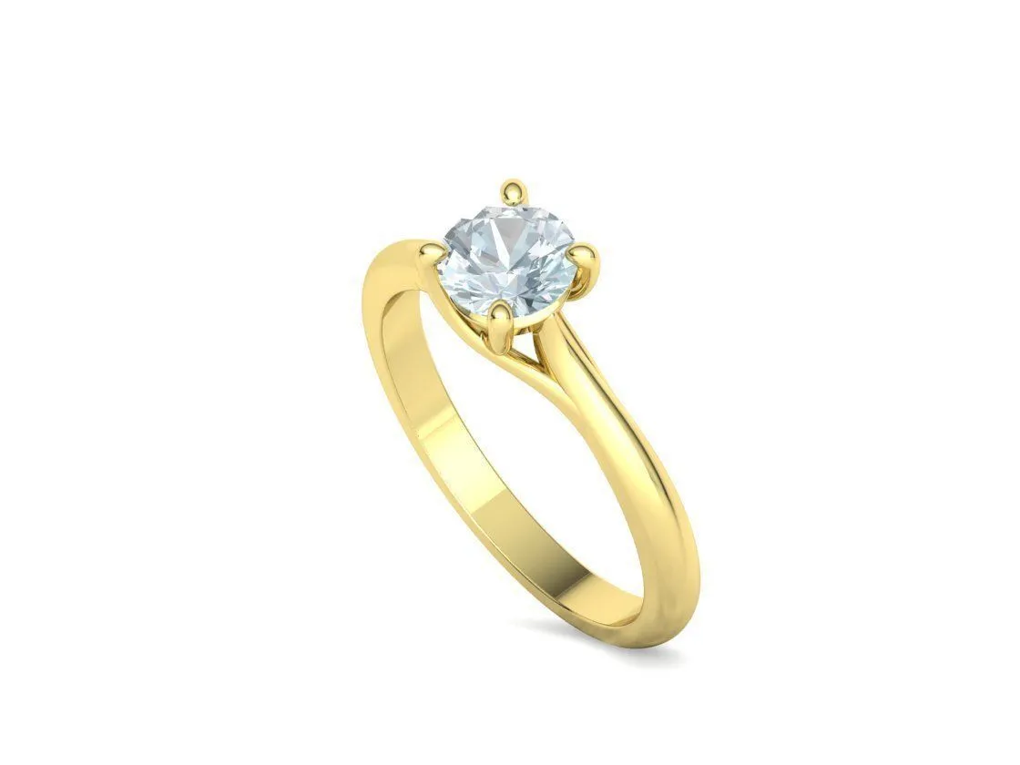 High-polished Round Solitaire Ring with a brilliant round diamond, symbolizing luxury and elegance, perfect for any occasion.