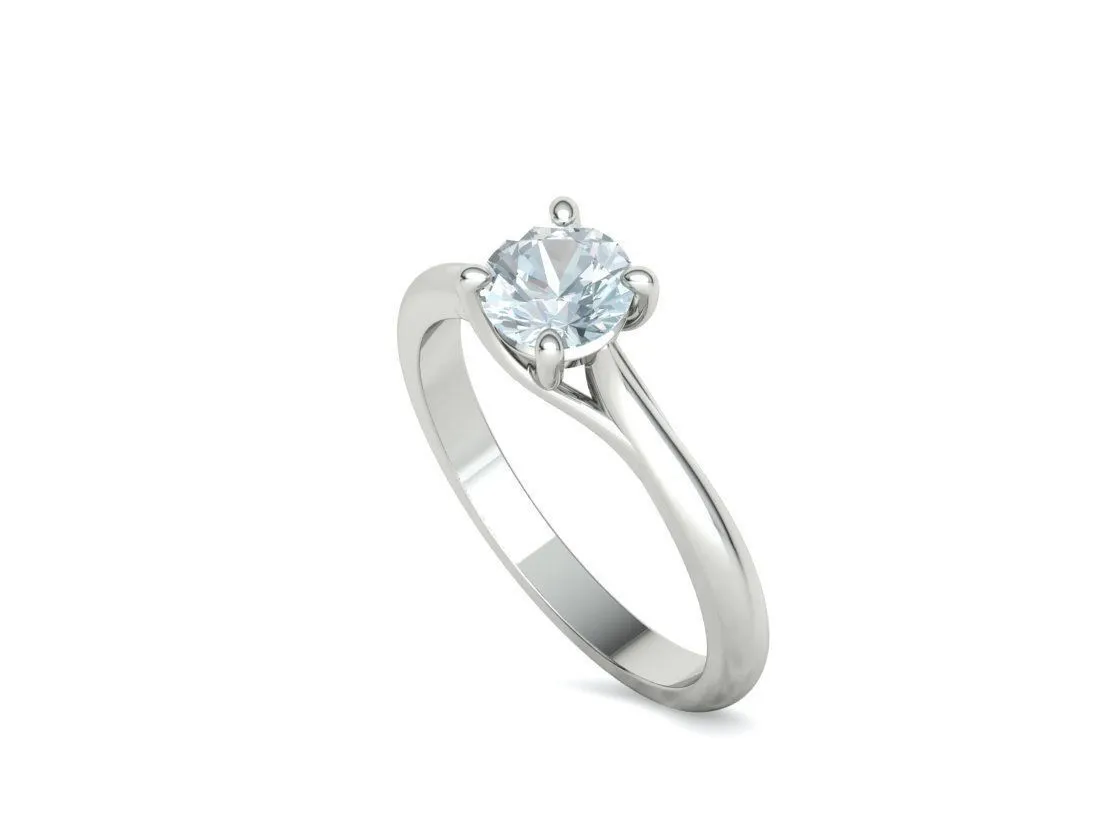 High-polished Round Solitaire Ring with a brilliant round diamond, symbolizing luxury and elegance, perfect for any occasion.