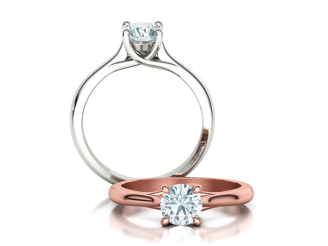High-polished Round Solitaire Ring with a brilliant round diamond, symbolizing luxury and elegance, perfect for any occasion.