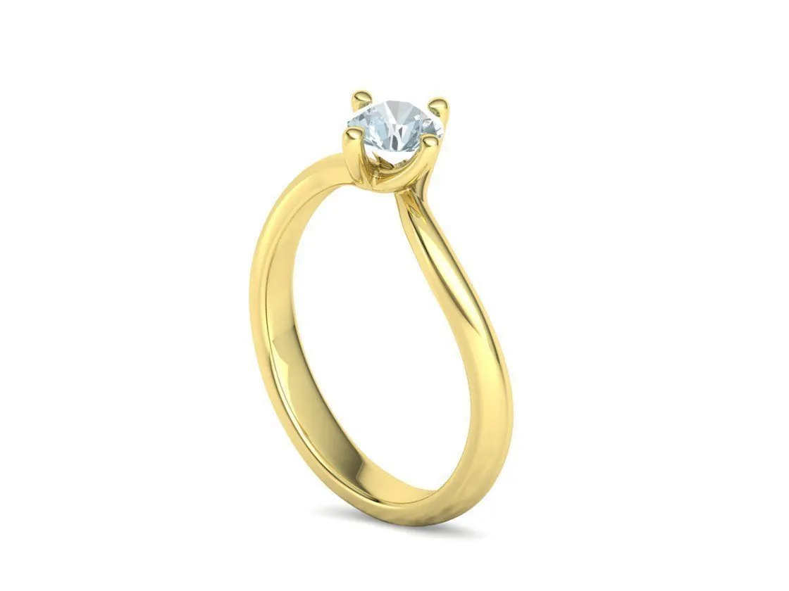 High-polished Crossed Band Solitaire Ring with a brilliant diamond, symbolizing modern elegance and sophistication, perfect for any occasion.