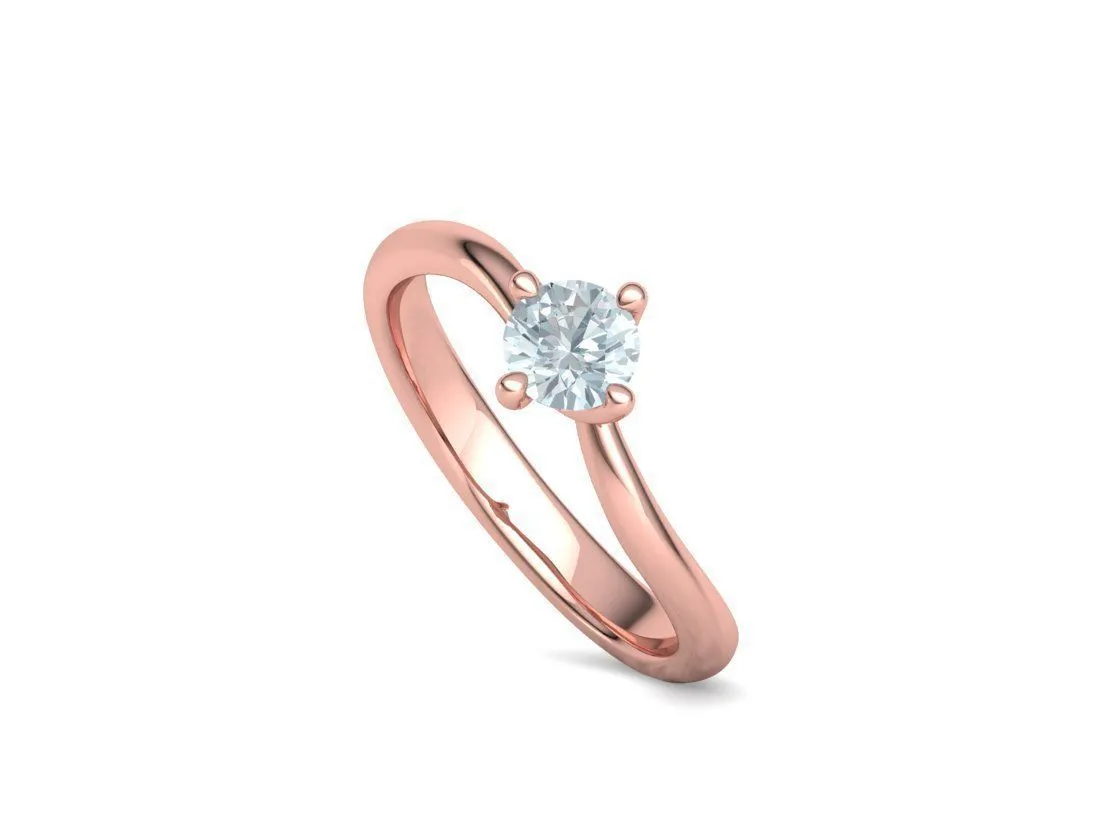 High-polished Crossed Band Solitaire Ring with a brilliant diamond, symbolizing modern elegance and sophistication, perfect for any occasion.