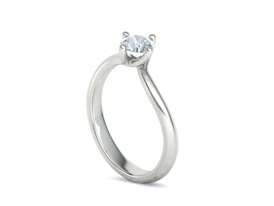 High-polished Crossed Band Solitaire Ring with a brilliant diamond, symbolizing modern elegance and sophistication, perfect for any occasion.