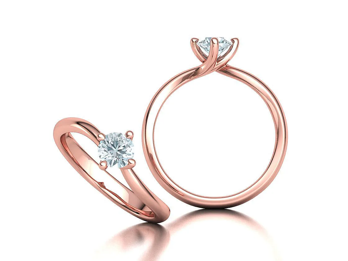 High-polished Crossed Band Solitaire Ring with a brilliant diamond, symbolizing modern elegance and sophistication, perfect for any occasion.