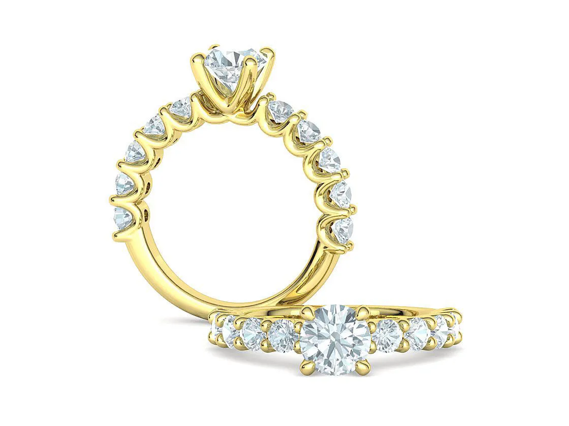 SWR-018-Eternity Solitaire Engagement Ring-10 High-polished Eternity Solitaire Engagement Ring with a brilliant solitaire diamond and eternity band, symbolizing eternal love and elegance, perfect for any occasion.