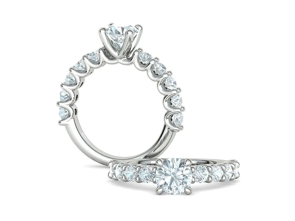 SWR-018-Eternity Solitaire Engagement Ring-11 High-polished Eternity Solitaire Engagement Ring with a brilliant solitaire diamond and eternity band, symbolizing eternal love and elegance, perfect for any occasion.