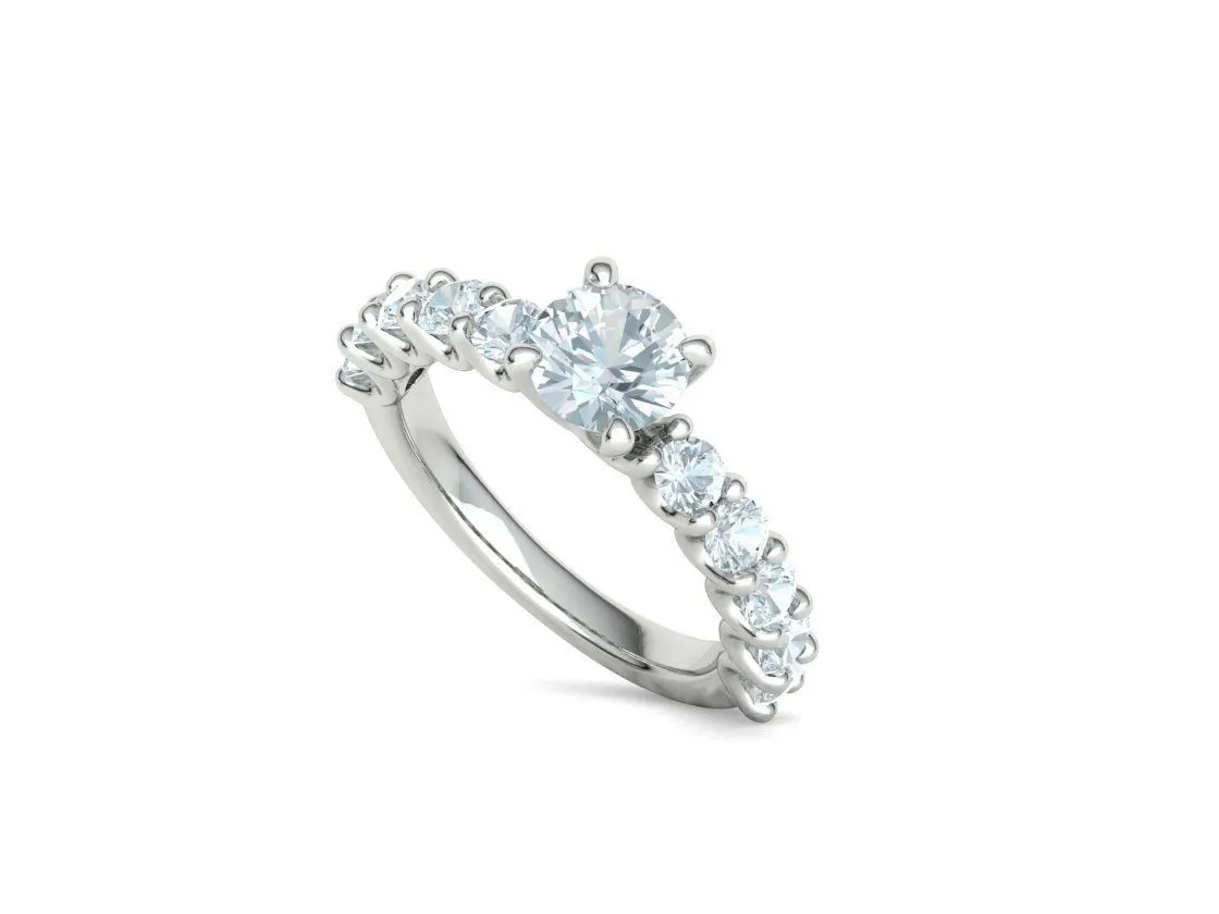 SWR-018-Eternity Solitaire Engagement Ring-12 High-polished Eternity Solitaire Engagement Ring with a brilliant solitaire diamond and eternity band, symbolizing eternal love and elegance, perfect for any occasion.