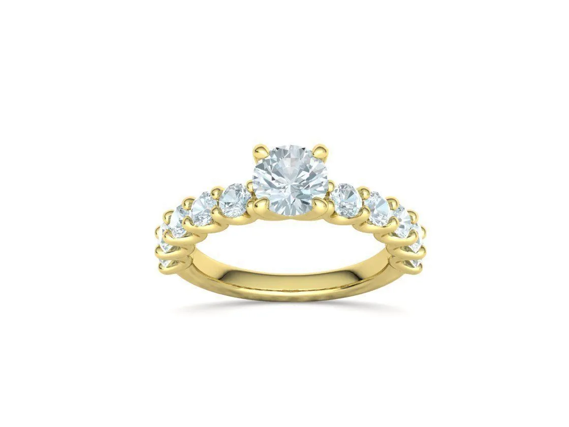 SWR-018-Eternity Solitaire Engagement Ring-14 High-polished Eternity Solitaire Engagement Ring with a brilliant solitaire diamond and eternity band, symbolizing eternal love and elegance, perfect for any occasion.