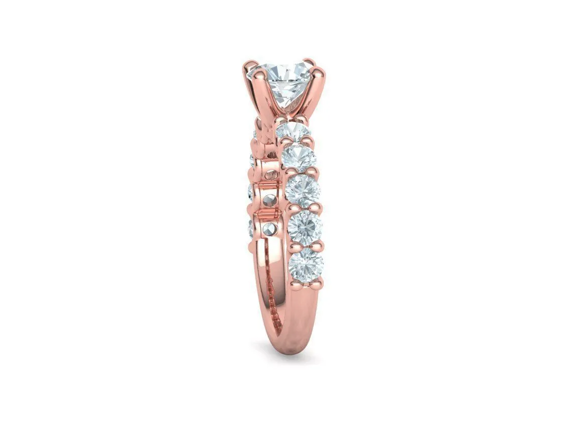 SWR-018-Eternity Solitaire Engagement Ring-16 High-polished Eternity Solitaire Engagement Ring with a brilliant solitaire diamond and eternity band, symbolizing eternal love and elegance, perfect for any occasion.