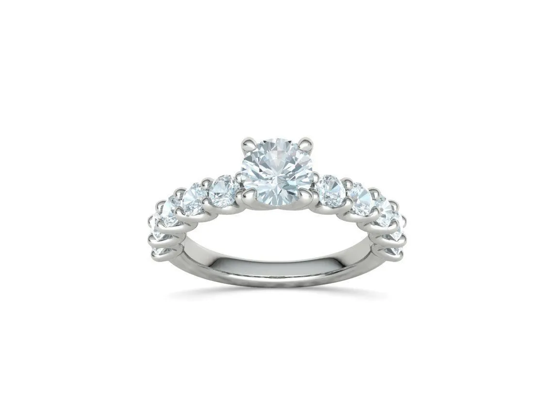 SWR-018-Eternity Solitaire Engagement Ring-17 High-polished Eternity Solitaire Engagement Ring with a brilliant solitaire diamond and eternity band, symbolizing eternal love and elegance, perfect for any occasion.