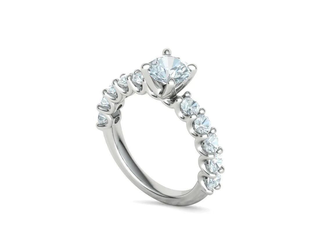 SWR-018-Eternity Solitaire Engagement Ring-18 High-polished Eternity Solitaire Engagement Ring with a brilliant solitaire diamond and eternity band, symbolizing eternal love and elegance, perfect for any occasion.