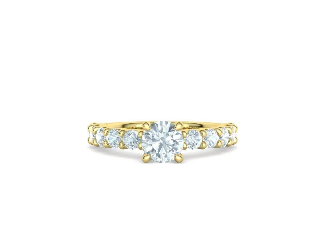 SWR-018-Eternity Solitaire Engagement Ring-19 High-polished Eternity Solitaire Engagement Ring with a brilliant solitaire diamond and eternity band, symbolizing eternal love and elegance, perfect for any occasion.