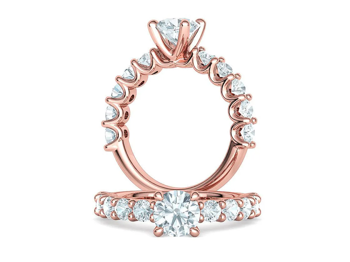 SWR-018-Eternity Solitaire Engagement Ring-20 High-polished Eternity Solitaire Engagement Ring with a brilliant solitaire diamond and eternity band, symbolizing eternal love and elegance, perfect for any occasion.