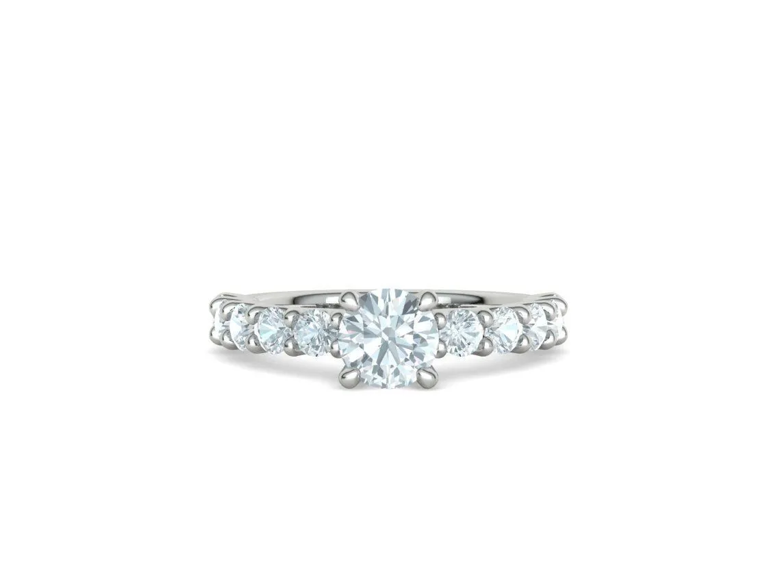 SWR-018-Eternity Solitaire Engagement Ring-21 High-polished Eternity Solitaire Engagement Ring with a brilliant solitaire diamond and eternity band, symbolizing eternal love and elegance, perfect for any occasion.