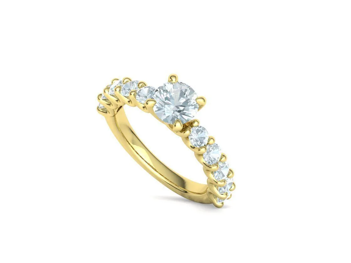 SWR-018-Eternity Solitaire Engagement Ring-23 High-polished Eternity Solitaire Engagement Ring with a brilliant solitaire diamond and eternity band, symbolizing eternal love and elegance, perfect for any occasion.