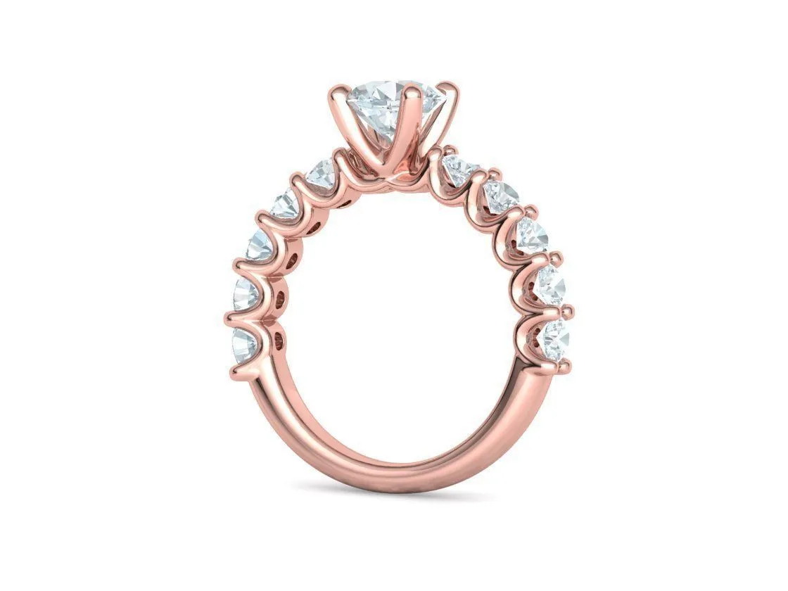 SWR-018-Eternity Solitaire Engagement Ring-24 High-polished Eternity Solitaire Engagement Ring with a brilliant solitaire diamond and eternity band, symbolizing eternal love and elegance, perfect for any occasion.