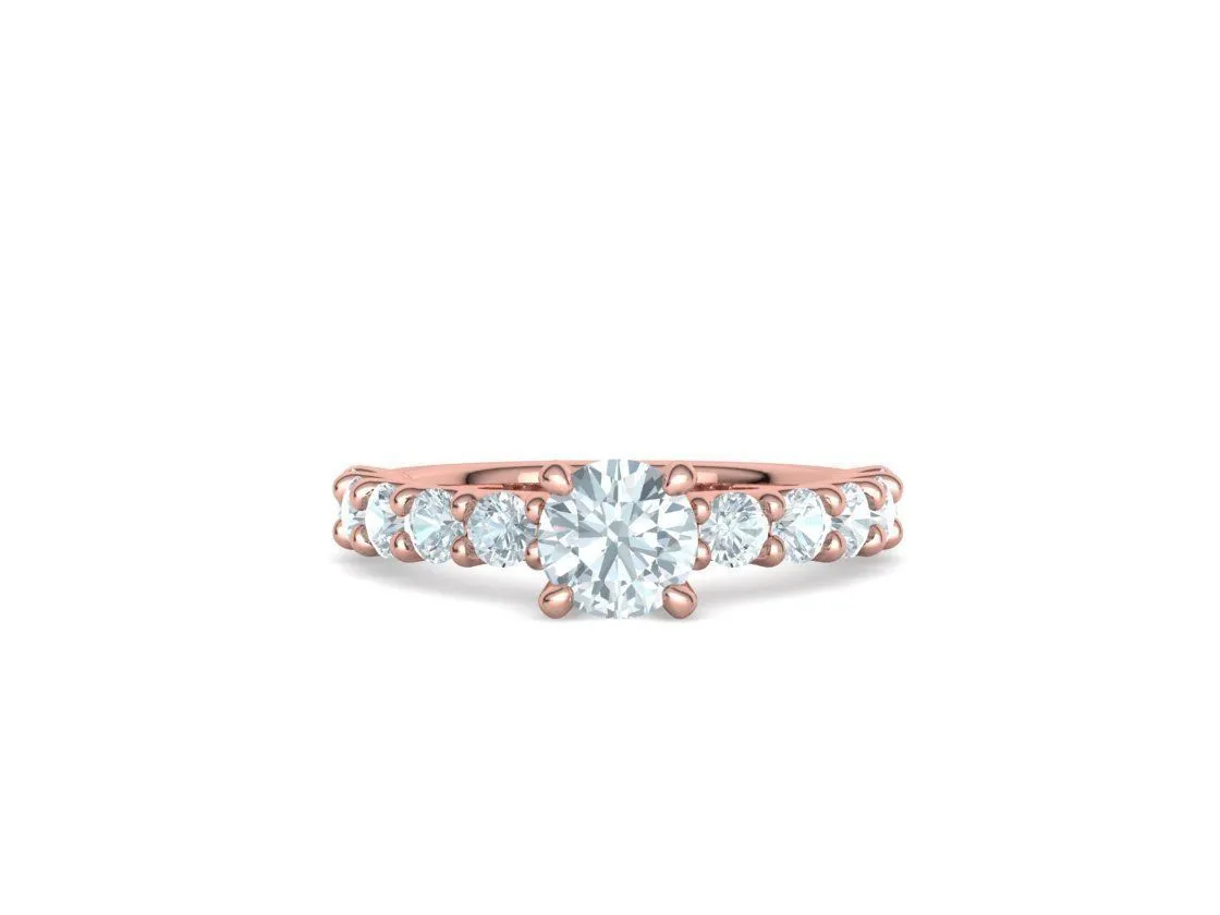 SWR-018-Eternity Solitaire Engagement Ring-26 High-polished Eternity Solitaire Engagement Ring with a brilliant solitaire diamond and eternity band, symbolizing eternal love and elegance, perfect for any occasion.