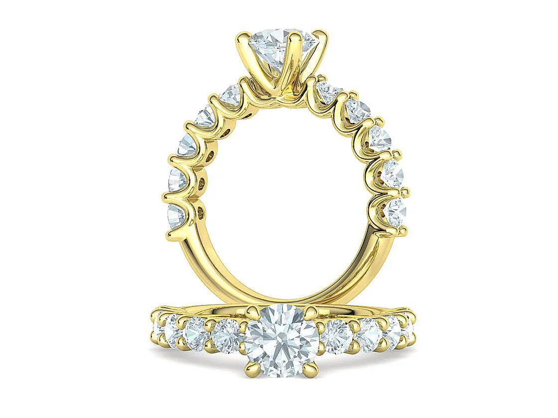 SWR-018-Eternity Solitaire Engagement Ring-4 High-polished Eternity Solitaire Engagement Ring with a brilliant solitaire diamond and eternity band, symbolizing eternal love and elegance, perfect for any occasion.