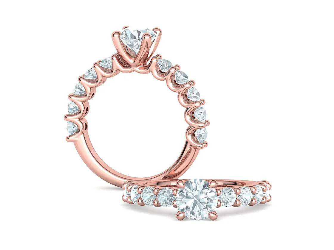 SWR-018-Eternity Solitaire Engagement Ring-6 High-polished Eternity Solitaire Engagement Ring with a brilliant solitaire diamond and eternity band, symbolizing eternal love and elegance, perfect for any occasion.