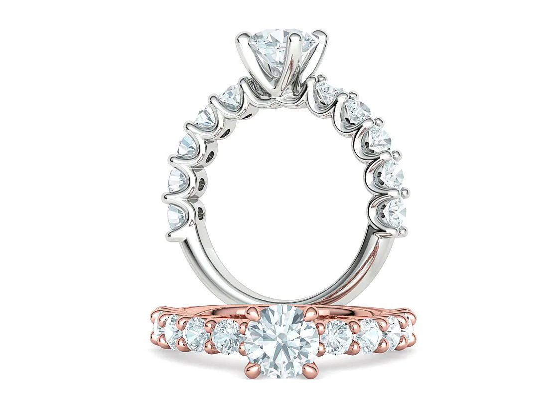 SWR-018-Eternity Solitaire Engagement Ring-8 High-polished Eternity Solitaire Engagement Ring with a brilliant solitaire diamond and eternity band, symbolizing eternal love and elegance, perfect for any occasion.