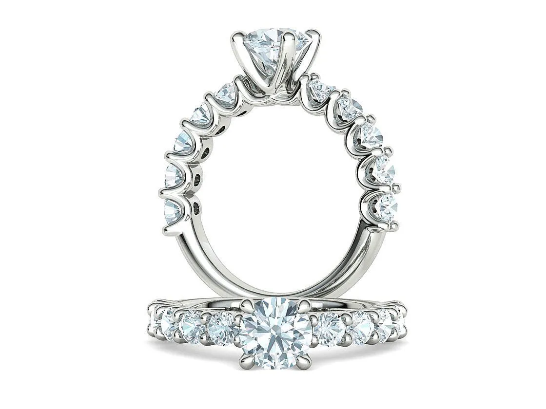 SWR-018-Eternity Solitaire Engagement Ring-9 High-polished Eternity Solitaire Engagement Ring with a brilliant solitaire diamond and eternity band, symbolizing eternal love and elegance, perfect for any occasion.