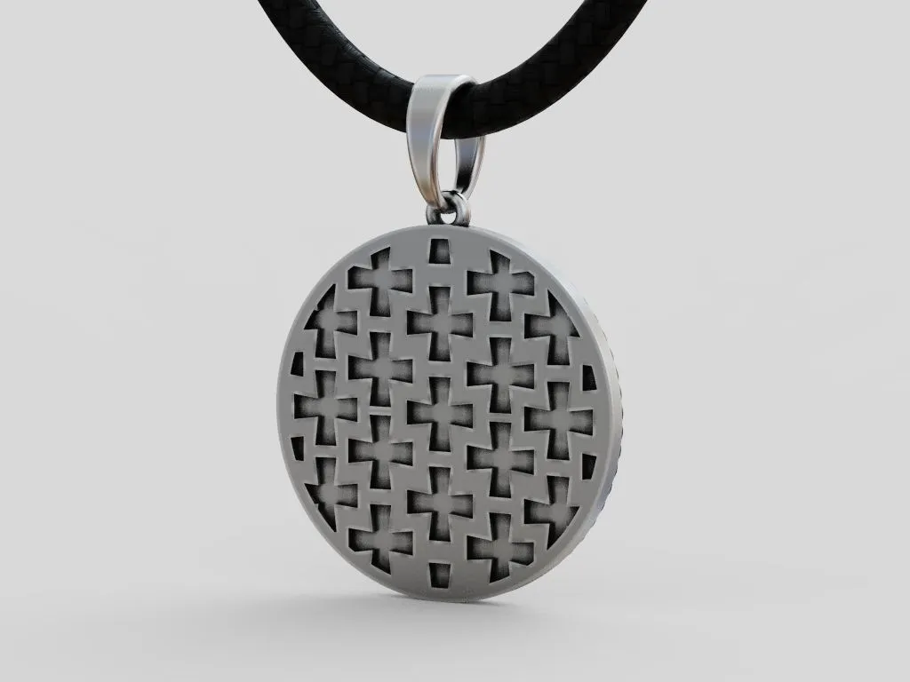 Saint George Round Pendant.-1 Silver round pendant depicting Saint George slaying the dragon, symbolizing courage and protection.