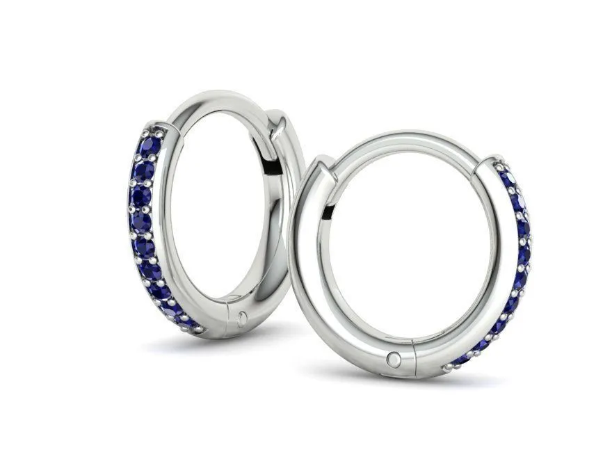 High-polished 8mm small hoop earrings adorned with diamonds, symbolizing luxury and sophistication, perfect for any occasion.