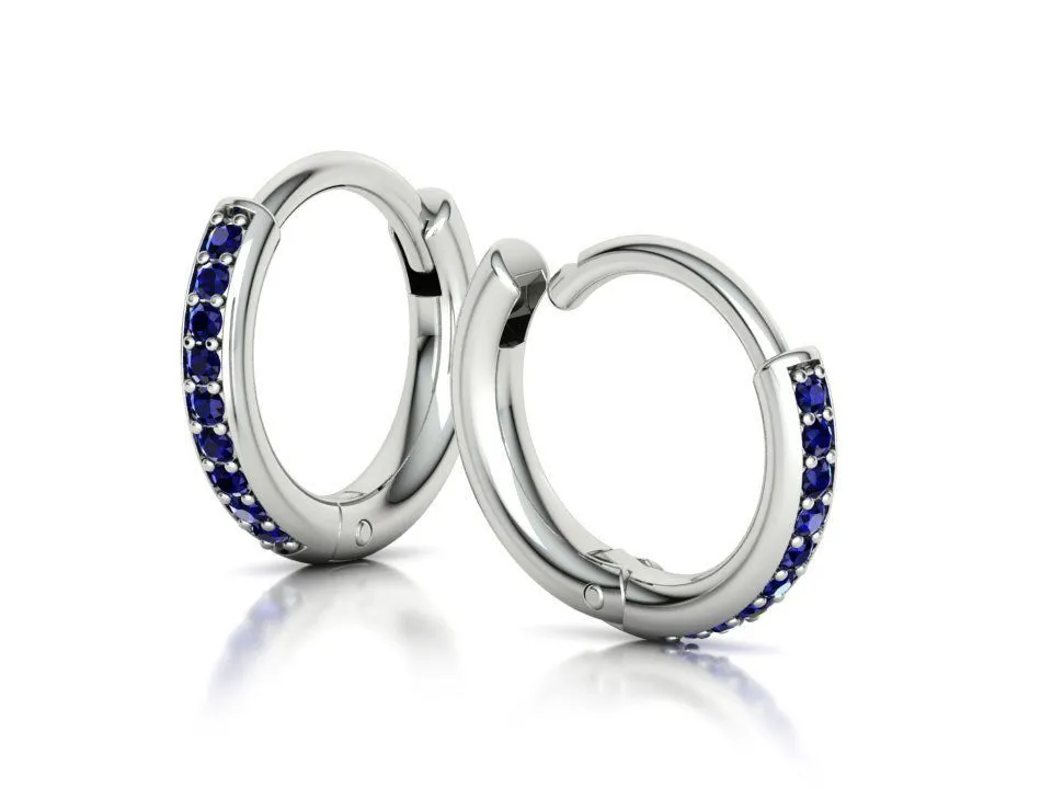 High-polished 8mm small hoop earrings adorned with diamonds, symbolizing luxury and sophistication, perfect for any occasion.