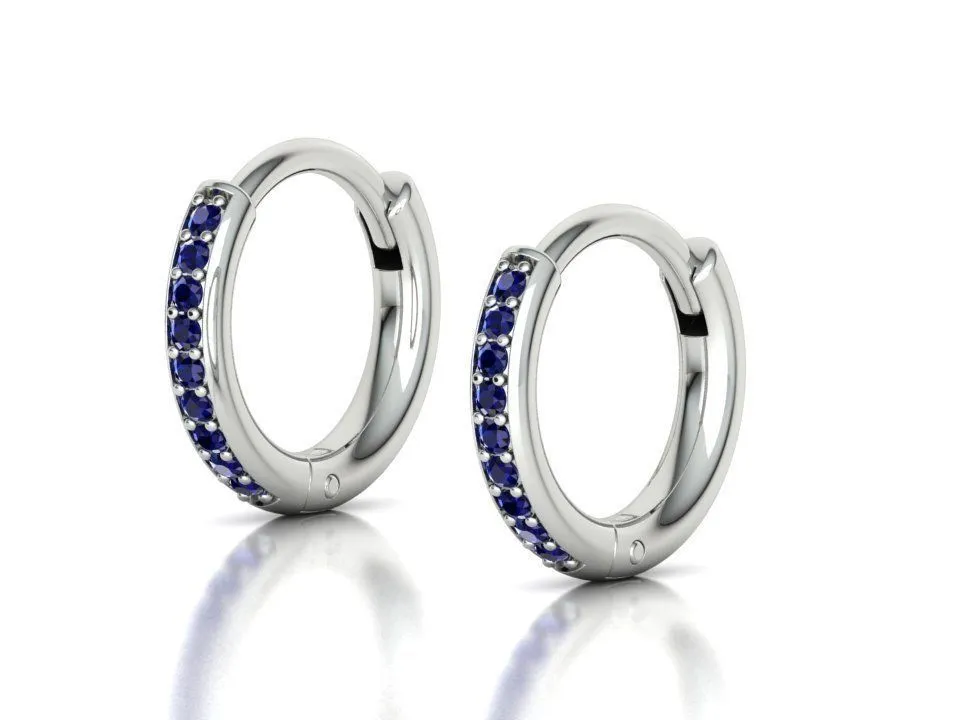 High-polished 8mm small hoop earrings adorned with diamonds, symbolizing luxury and sophistication, perfect for any occasion.