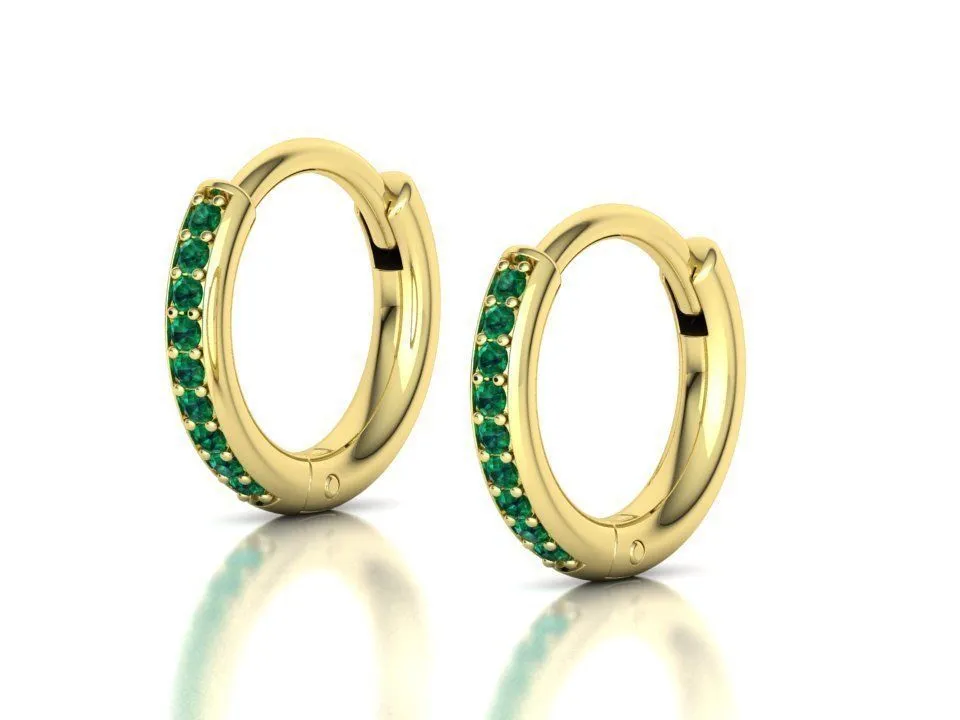 High-polished 8mm small hoop earrings adorned with diamonds, symbolizing luxury and sophistication, perfect for any occasion.