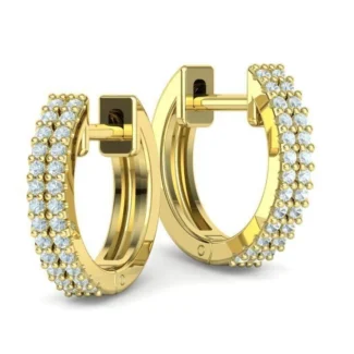 High-polished small hoop earrings adorned with diamonds, symbolizing luxury and sophistication, perfect for any occasion.