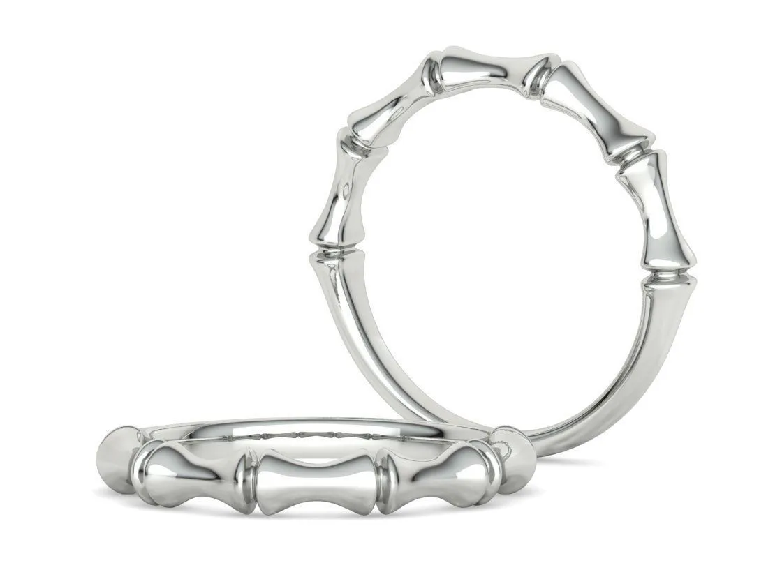 High-polished Bamboo Trace Stacking Ring with an intricate bamboo design, symbolizing nature and elegance, perfect for any occasion.