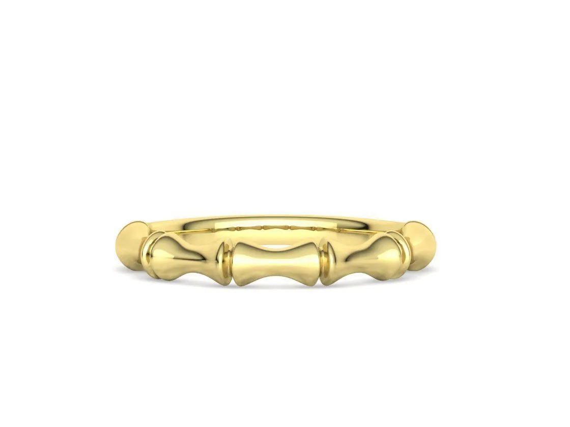 High-polished Bamboo Trace Stacking Ring with an intricate bamboo design, symbolizing nature and elegance, perfect for any occasion.