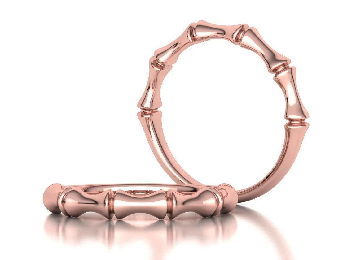 High-polished Bamboo Trace Stacking Ring with an intricate bamboo design, symbolizing nature and elegance, perfect for any occasion.