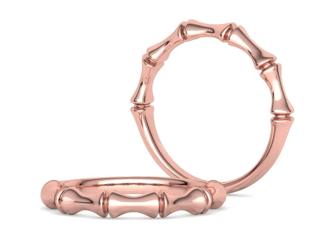 High-polished Bamboo Trace Stacking Ring with an intricate bamboo design, symbolizing nature and elegance, perfect for any occasion.