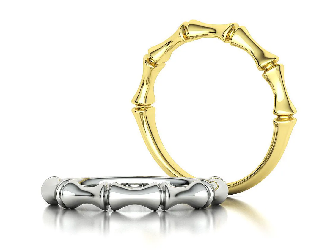 High-polished Bamboo Trace Stacking Ring with an intricate bamboo design, symbolizing nature and elegance, perfect for any occasion.