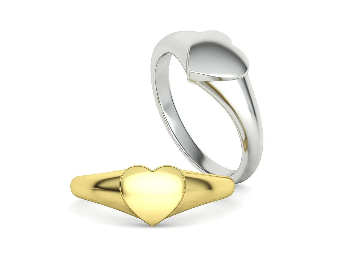 Heart Signet Women Ring in Sterling Silver 925