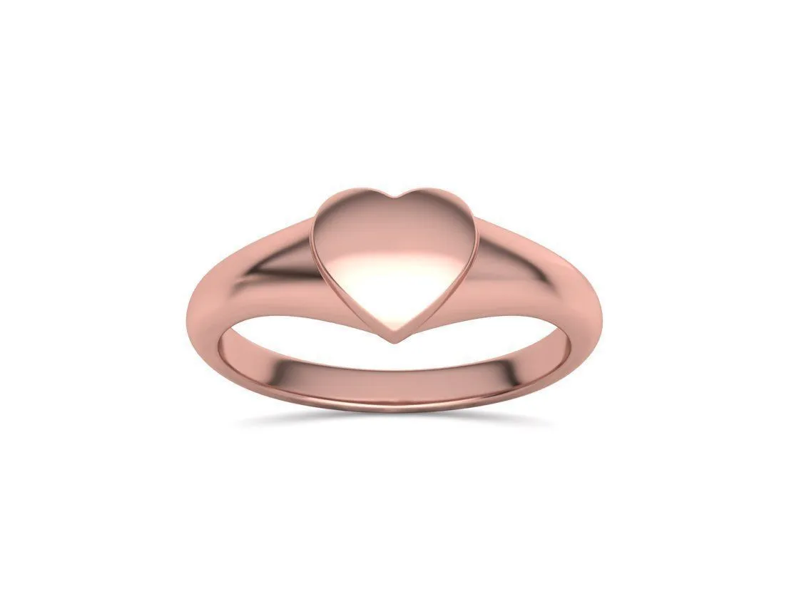 Heart Signet Women Ring in Sterling Silver 925