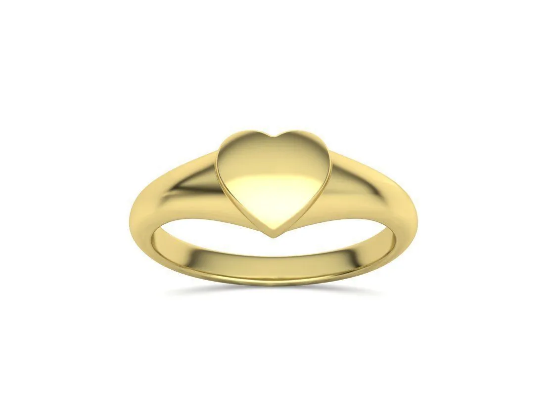 Heart Signet Women Ring in Sterling Silver 925
