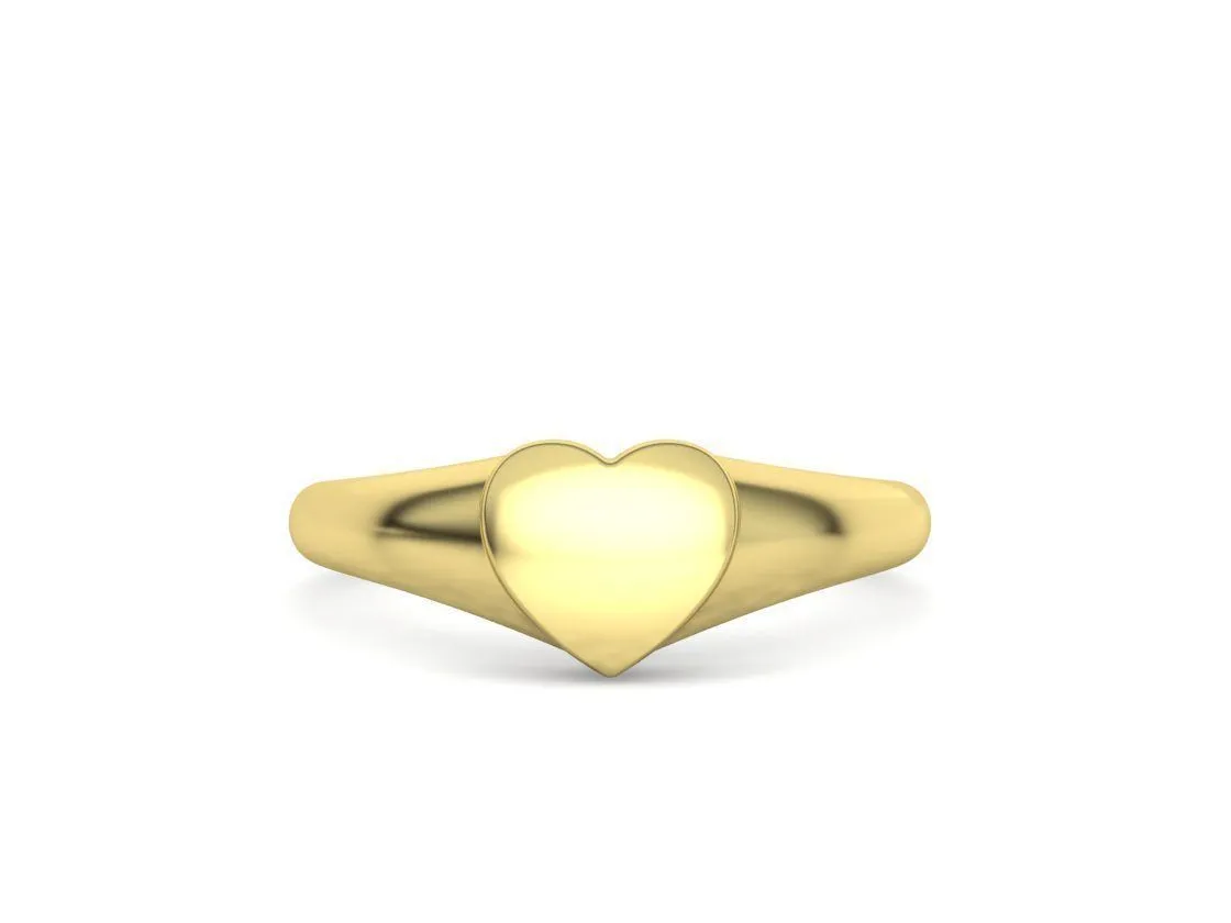 Heart Signet Women Ring in Sterling Silver 925