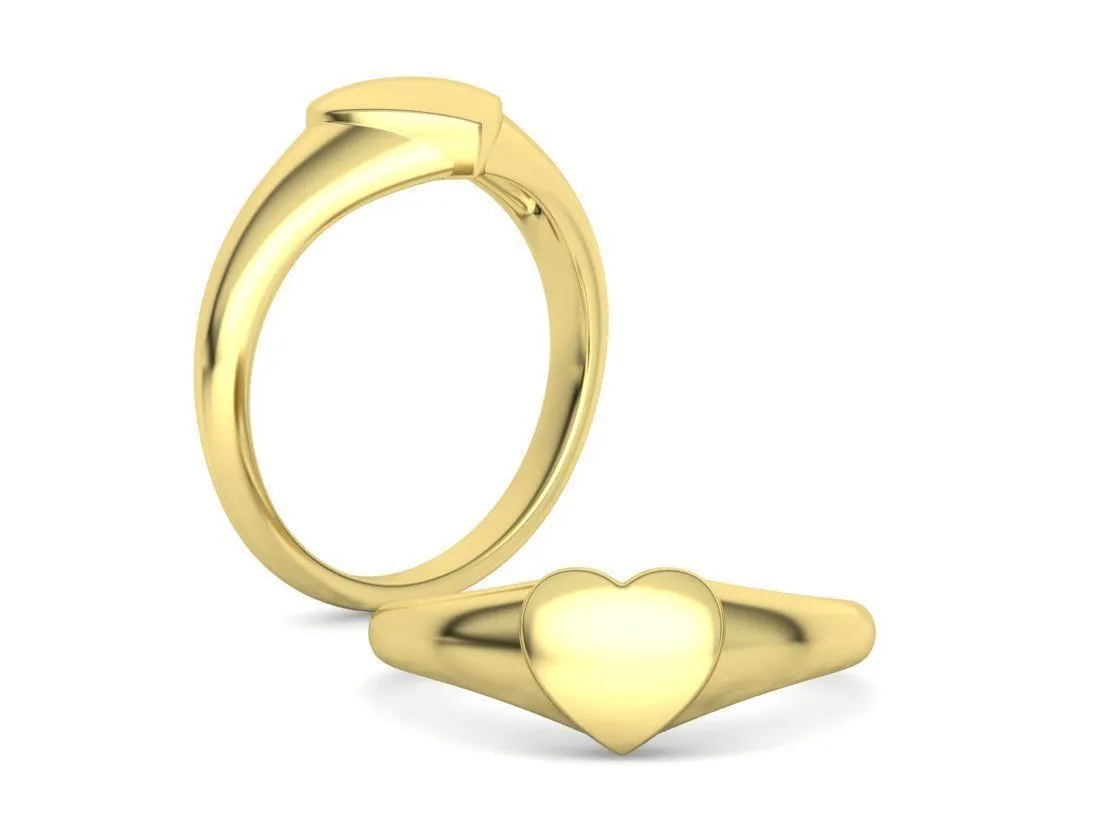 Heart Signet Women Ring in Sterling Silver 925